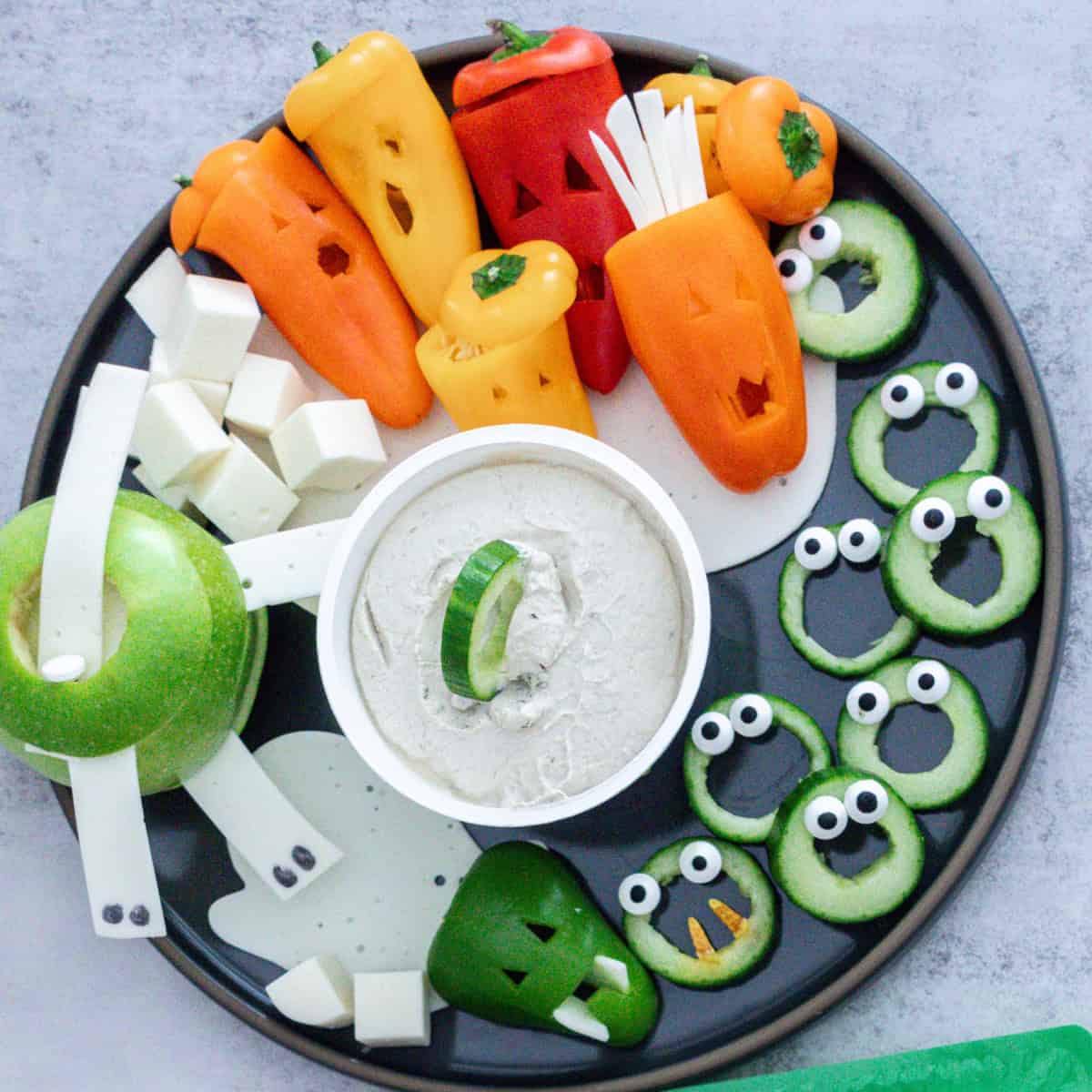 NURISHH HALLOWEEN MONSTER VEGGIES AND CHEESE BOARD NOMSS