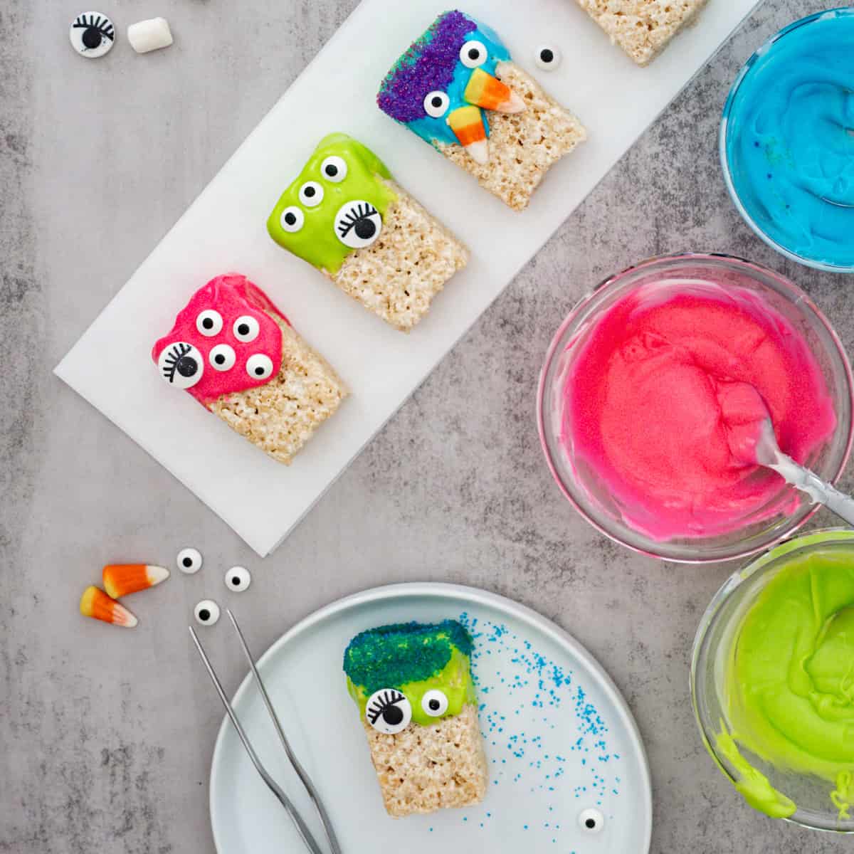 decorating halloween monsters rice krispies recipe